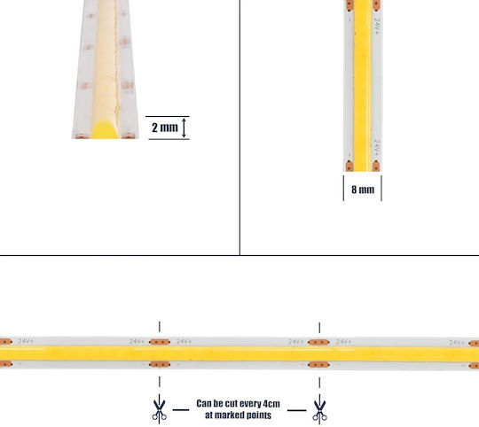 GloboStar Ταινία LED Bee 24V Ψυχρό Λευκό Φως 5m Τύπου COB