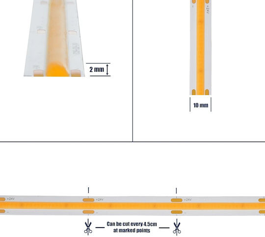 GloboStar Ταινία LED Bee 24V Θερμό Λευκό Φως 5m Τύπου COB
