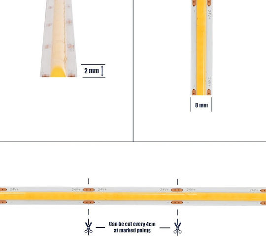 GloboStar LED Strip Bee 24V Natural White Light 5m Type COB