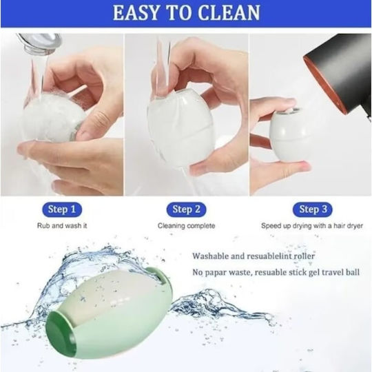 Reusable Lint Roller Handle Removing Pet Hair Made Silicone Strong Adhesive Washable Under Running Water Green
