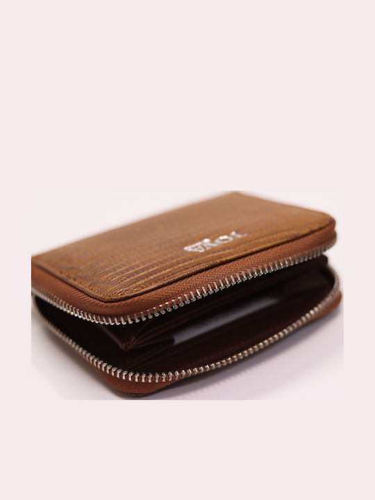 Small Leather Women's Wallet Cards Tabac Brown