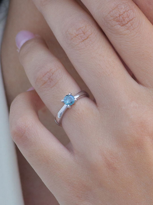 Μονόπετρο από Λευκόχρυσο 18Κ με Διαμάντι