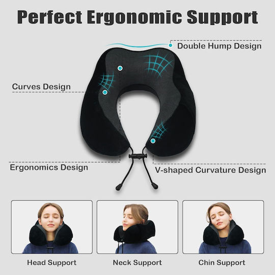 Neck Travel Pillow Memory Foam Black 4gym38