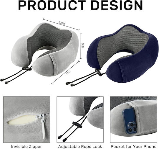Neck Travel Pillow Memory Foam Black 4gym38