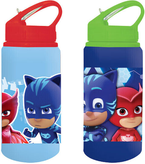 Diakakis Kids Water Bottle Pj Masks Aluminium with Straw Light Blue 500ml