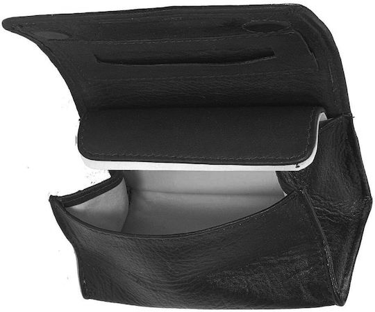 Lavor Leather Tobacco Pouch with Magnetic Closure 11x7.5cm Practical Black