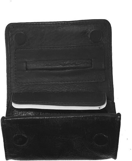 Lavor Leather Tobacco Pouch with Magnetic Closure 11x7.5cm Practical Black