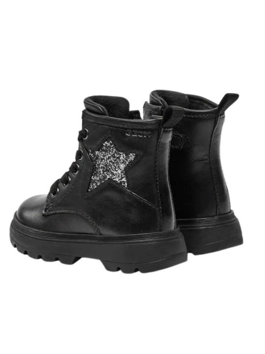 Kiddartah Leather Kids Boots with Zipper Black