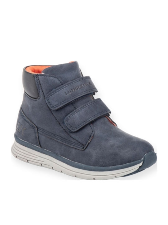 Alvis Leather Kids Boots with Velcro Navy Blue