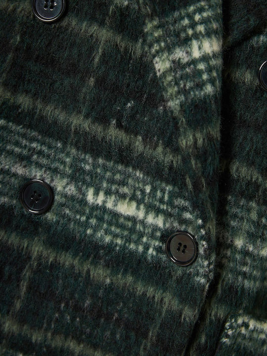 Women's Checked Plaid Coat Oversized with Buttons
