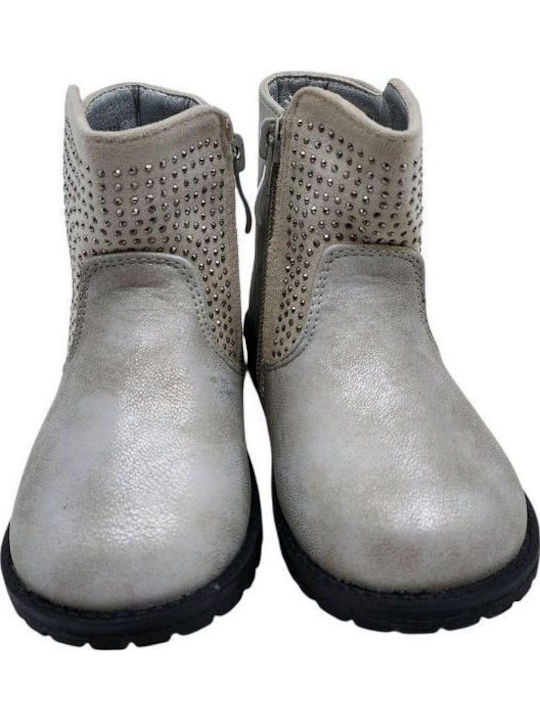 Elpis Anatomical Leather Kids Boots with Zipper Silver