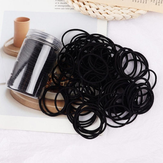 Set 50 Black Elastic Hair Scrunchies Box