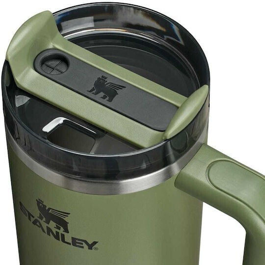 Stanley Quencher H2.0 FlowState Чаша с дръжка Термос Неръждаема стомана Без BPA 890мл Dried Pine с Сламка и Дръжка