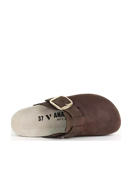 Comfort Way Shoes Γυναικεία Δερμάτινα Ανατομικά Σαμπό Καφέ