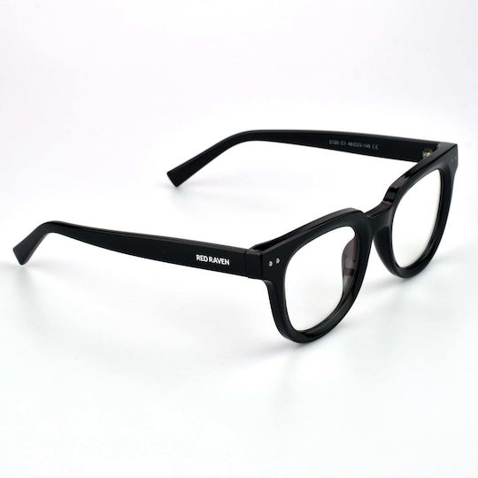 Blue Light Blocking Glasses Red Raven Series B Black