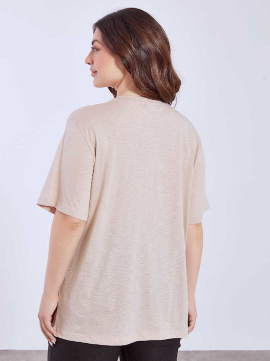 Damen Sportlich T-Shirt Beige