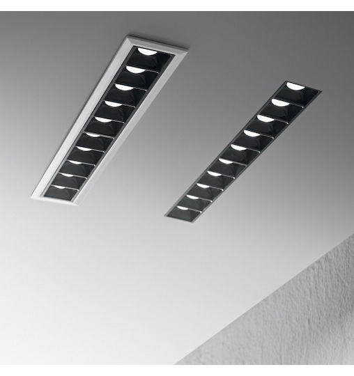 Recessed Commercial Linear Lighting Led 20W Black 2700K Trimless Lika 341774 Ideal Lux 341774