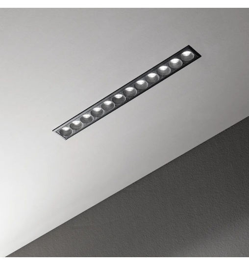 Recessed Commercial Linear LED Light 10W Black 4000K Slim Lika 341668 Ideal Lux 341668