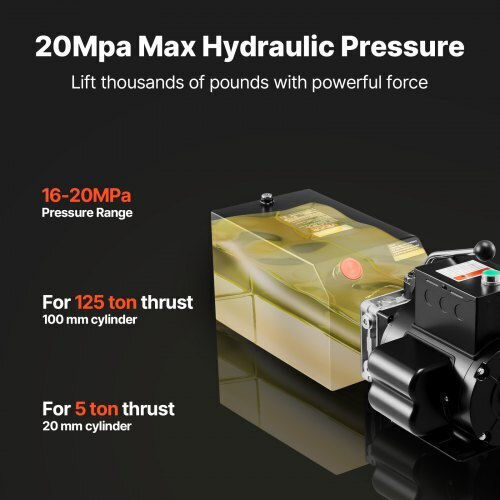 Hydraulic Pump Power Unit Vevor AC 220V Hydraulic Single Energy Unit 15 Liters Oil Flow 6.3 L Min Maximum Discharge Pressure 22 Mpa Tipping Truck Car Workshop Car Lifting Platforms Black