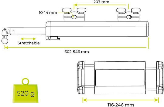 Mobile Origin Ca17 Βάση Κινητού & Tablet Αυτοκινήτου με Ρυθμιζόμενα Άγκιστρα Μαύρη