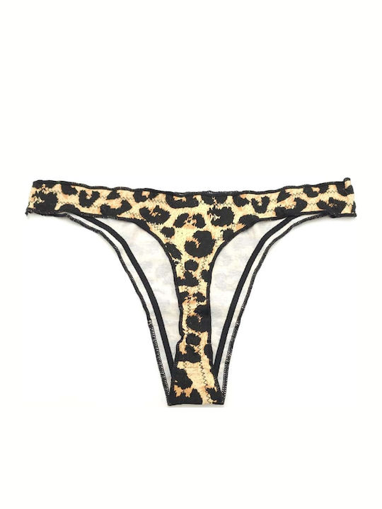 Damen-Slips Beigen Baumwoll-String