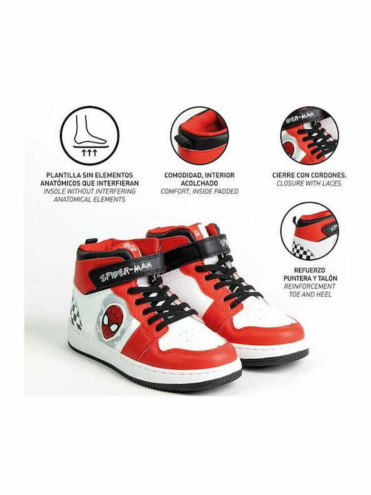 Spider-Man Παιδικά Sneakers High με Σκρατς Κόκκινα
