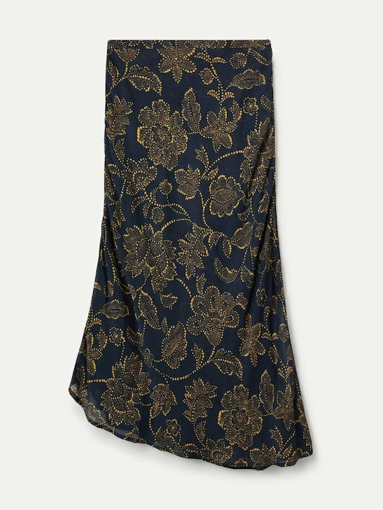Midi Φούστα Floral Mustard, Blue