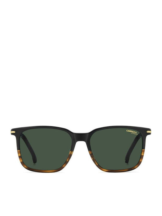 Carrera Men's Sunglasses With Black Horn-Rimmed Frame And Grey Lens