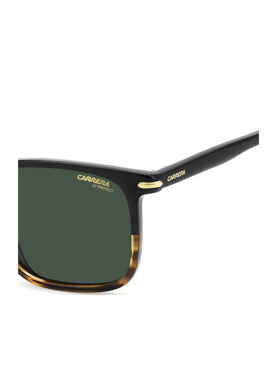 Carrera Men's Sunglasses With Black Horn-Rimmed Frame And Grey Lens
