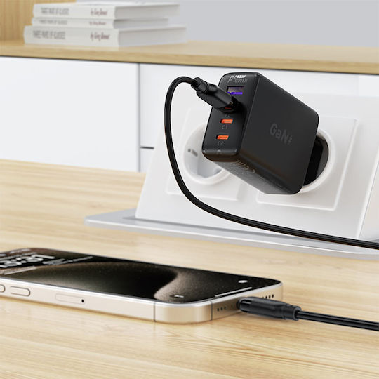 Acefast USB 2.0 Kabel USB-C männlich - USB-A 18W Schwarz 1.2m