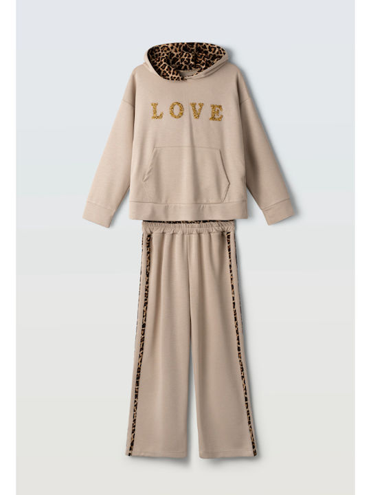 Kids Sweatpants Set Beige 2pcs
