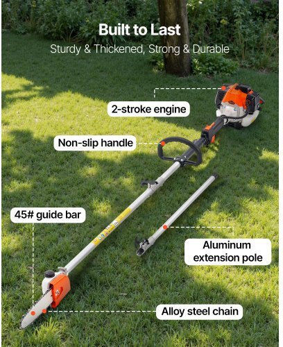 Vevor ECCYJCS8INCH86J0A002V0 Σταθερό Κονταροπρίονο Βενζίνης 1.2hp Συνολικού Μήκους 198.12cm και Λάμα 20.32cm