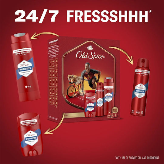 Old Spice Ironman Gift Set With Deodorant Stick Spray And Shower Gel Whitewater 24 Hour Freshness For Daily Use Scent With Quality Long Lasting Fragrance