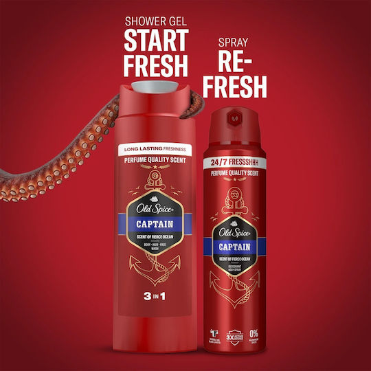 Old Spice Footballer Gift Set for Men With Captain Deodorant Stick Shower Gel and Socks 24-Hour Freshness for Daily Use Scent With Long-Lasting Quality Fragrance