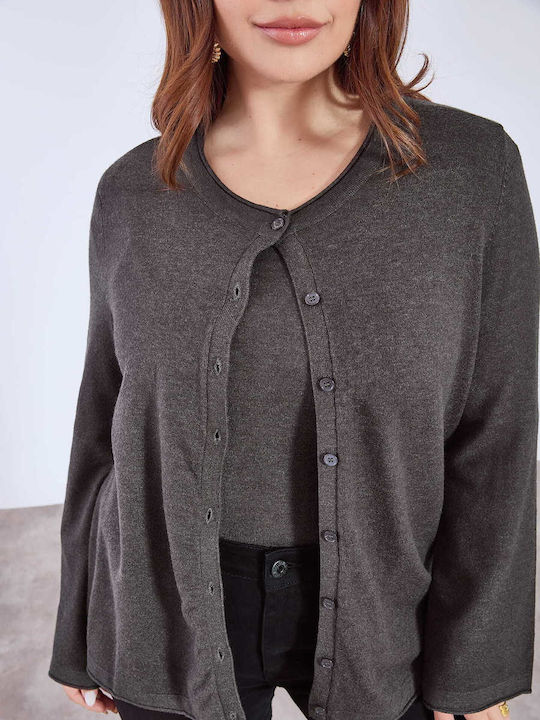 Celestino Women's Knitted Cardigan Soft Texture Anthracite
