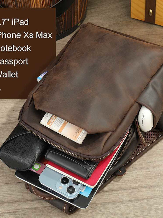 Leather Men's Sling Bag Brown
