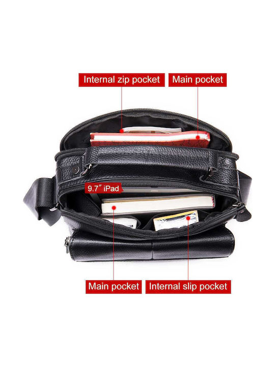 Leather Men's Shoulder / Crossbody Bag Black
