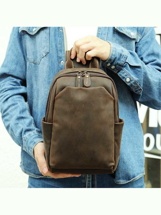 Leather Men's Sling Bag Brown