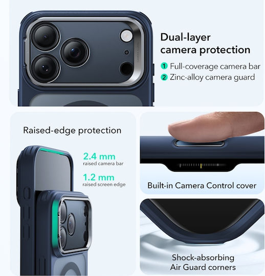 ESR Umschlag Rückseite Metallisch Blau (iPhone 17 Pro)