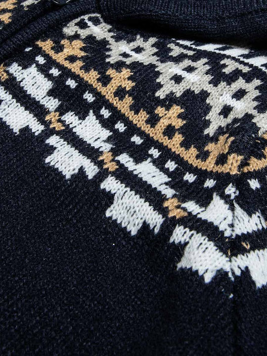 Kids Cardigan Knitted with Hood Navy Blue