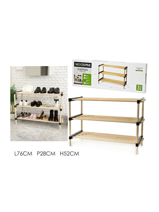 Suport pentru pantofi cu 3 Rafturi Bej L76xW28xH52cm
