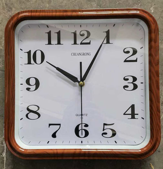 Wall Clock Plastic Brown 30x30cm