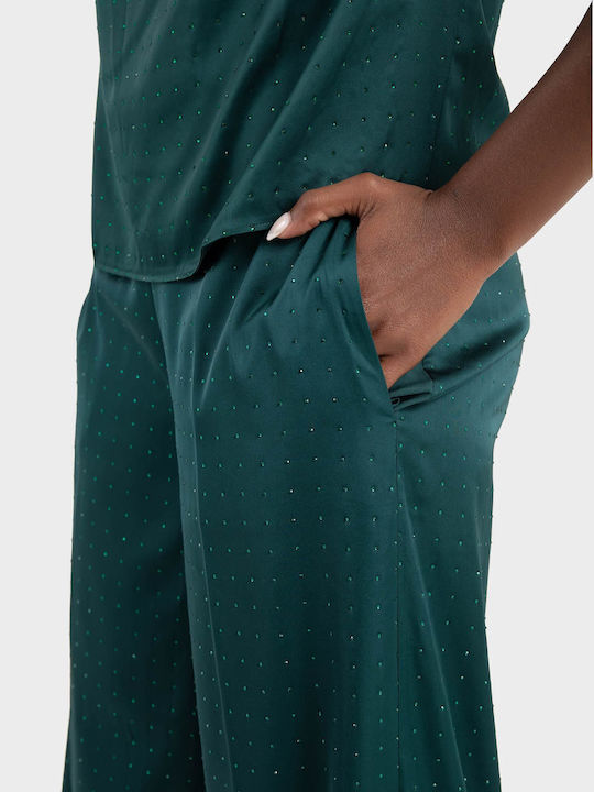 Γυναικεία Παντελόνα σε Relaxed Εφαρμογή Dark Green