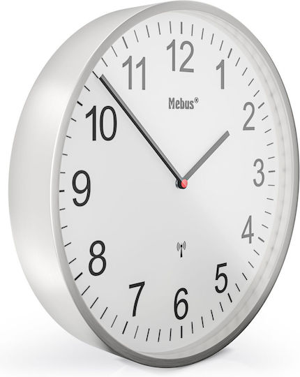 Mebus Wall Clock Metallic White Ø30cm