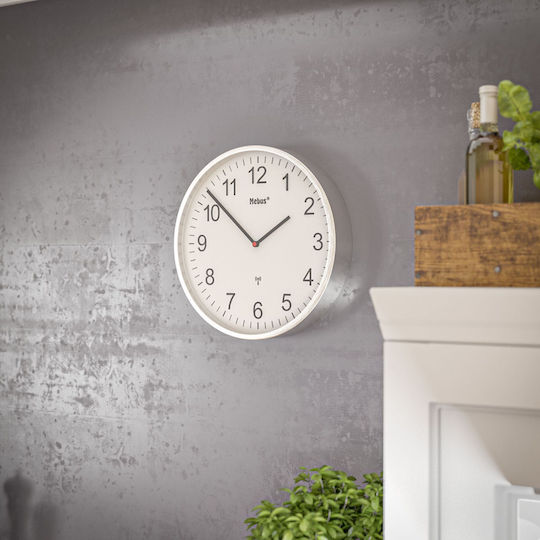Mebus Wall Clock Metallic White Ø30cm
