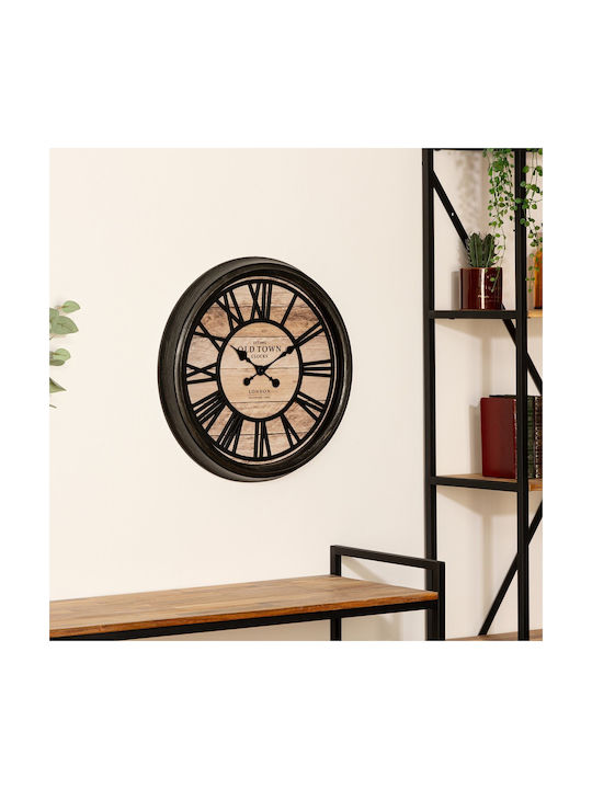 Atmosphera Pendule Plast Relief Antikes Wanduhr Kunststoff Schwarz Ø49cm