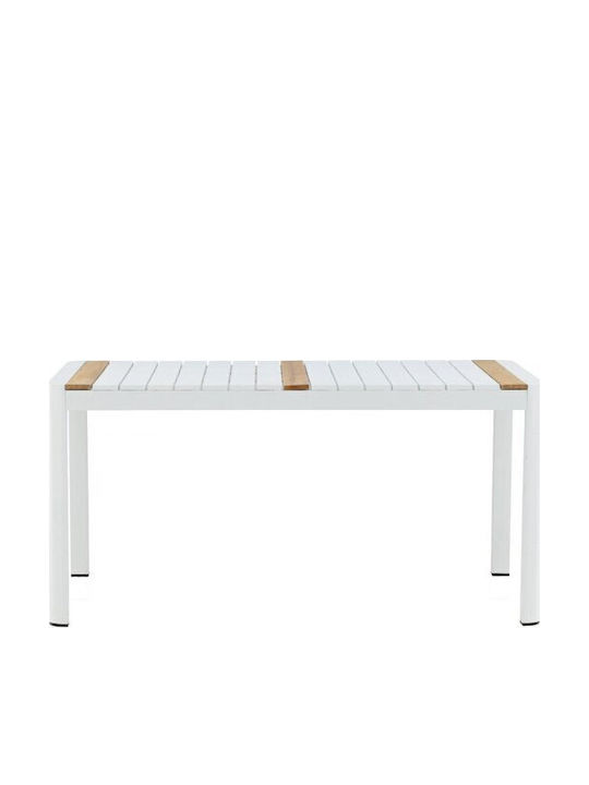 Garden & Terrace Table for Small Spaces from Teak Brown White 90x75cm