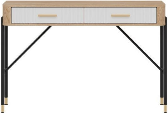 Schminktisch Flosora 137 aus Holz & Metall Δρυς, Άσπρο, Χρυσό mit Spiegel 120x44x78cm Schminktisch Flosora 137 aus Holz & Metall Δρυς, Άσπρο, Χρυσό mit Spiegel 120x44x78cm