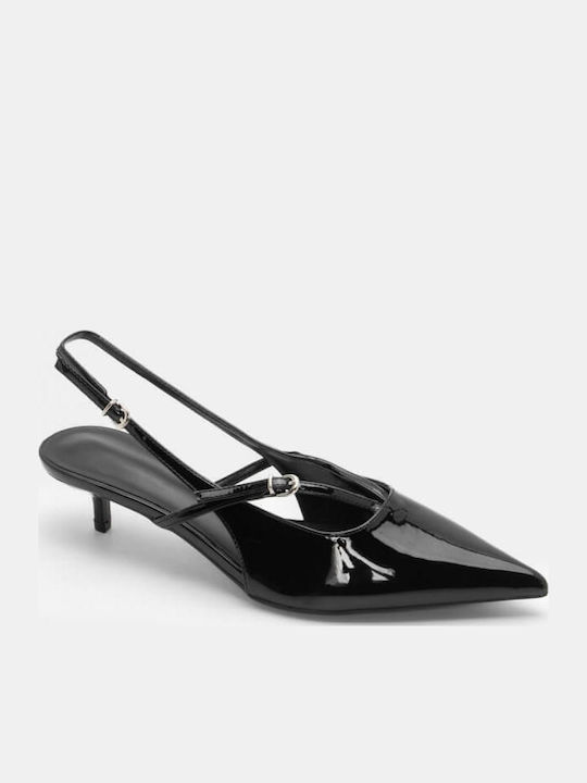 Pumps mit Riemchen & flacher Absatz Schwarz