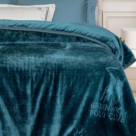 Greenwich Polo Club 3498 Velvet Blanket Super King 220x240cm Blue